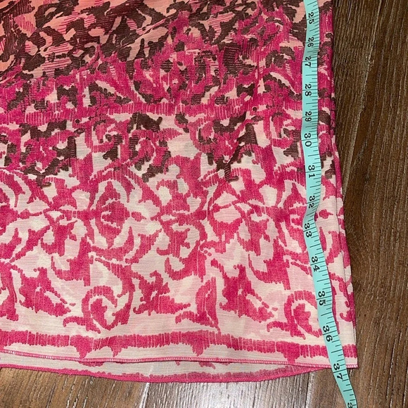 Women’s Y2K Dainty Semi Sheer Asymmetrical Flowy Sleeveless Coral Pink Maxi 10 M - Picture 7 of 9